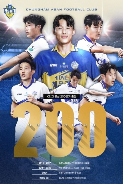  孫準浩完成K聯(lián)賽200場里程碑，貢獻26球34助