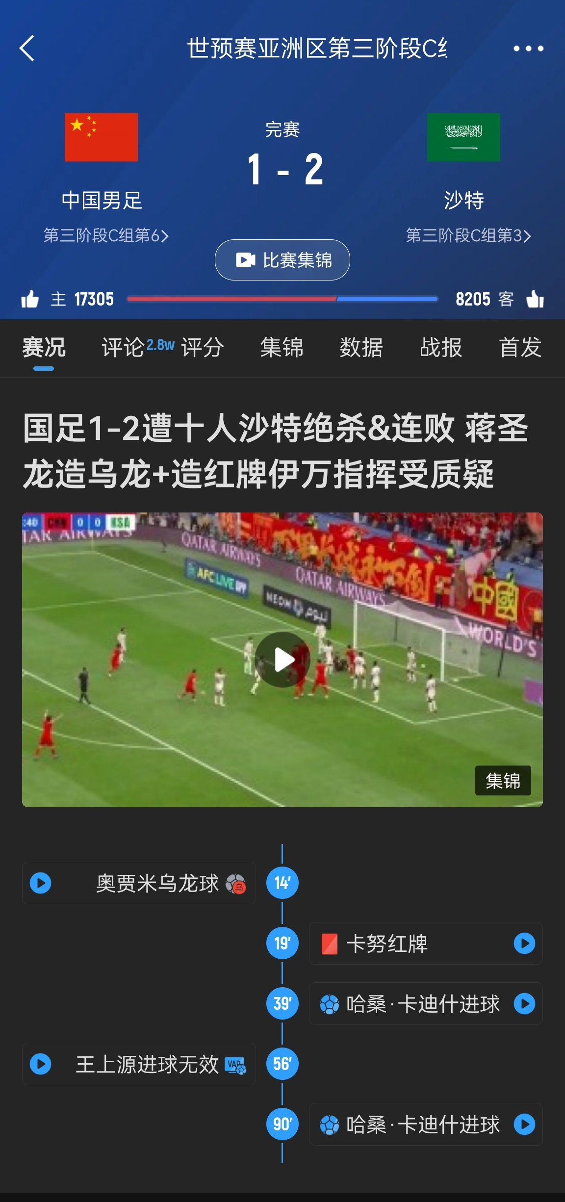  今天什么劇本？首戰(zhàn)沙特也是半場紅牌+蔣光太傷退，最后國足被翻