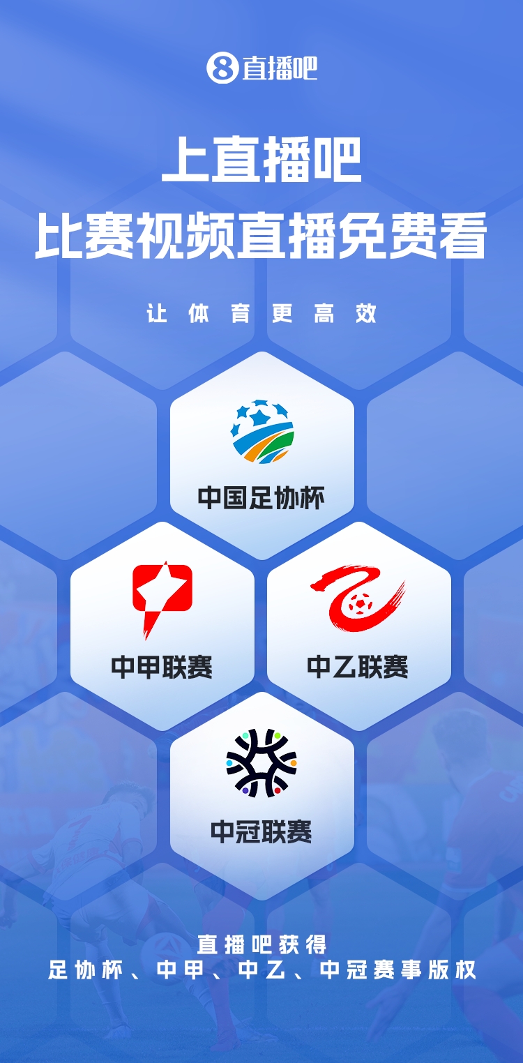  官宣！直播吧獲足協(xié)杯、中甲、中乙、中冠賽事版權(quán)，免費視頻直播