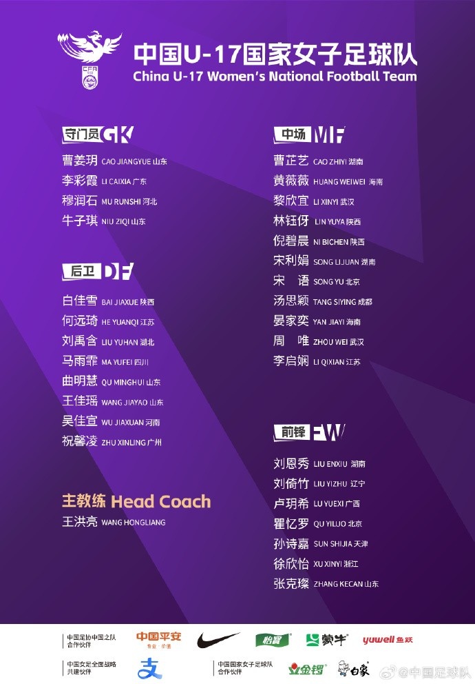  U17女足30人將在蘇州集訓(xùn)備戰(zhàn)世界杯，姜寧、朱挺擔(dān)任訓(xùn)練員